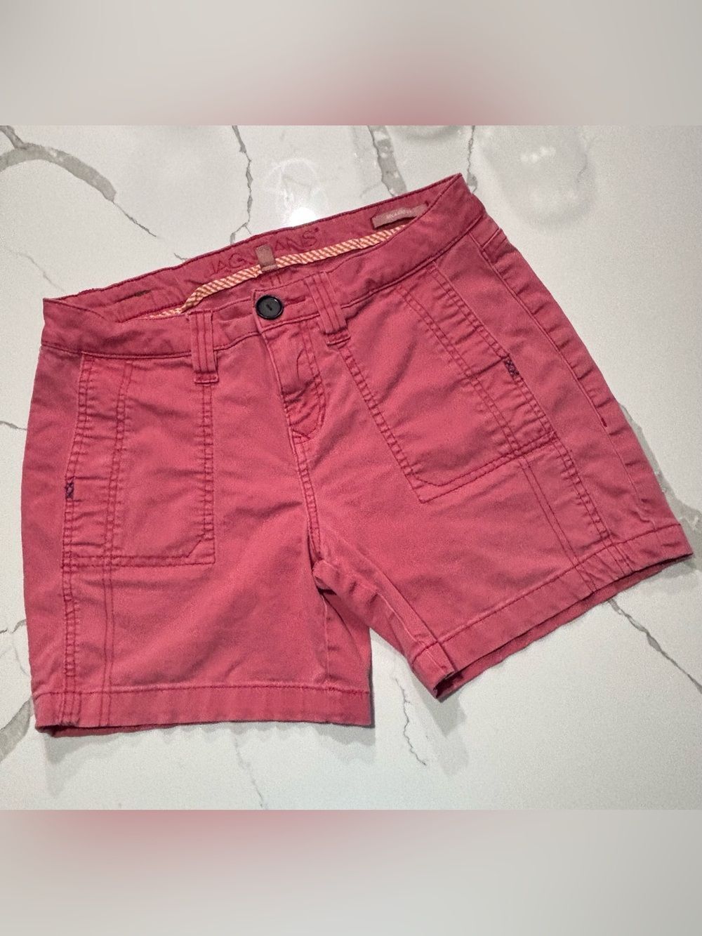 Jag Jeans Faded Red Coral Relaxed Fit Utility Cotton Twill Shorts Women’s 4